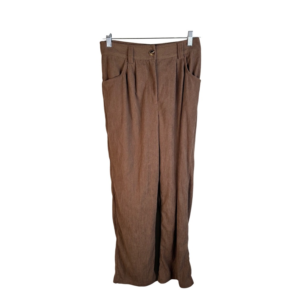 Halara Womens Brown High Waisted Pleated Corduroy Wide Leg Pants Size S